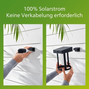 Lampa solara Philips Vynce 1,5W, senzori de lumina, IP44, neagra - Img 5