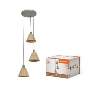 Lampa suspendata LEDVANCE Decor Raffia Plate, 3 flacari, verde, E27, 430 mm