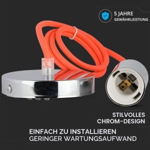 Lampa suspendata V-TAC VT-7338, E27, Crom, Portocalie, 60 mm - Img 5
