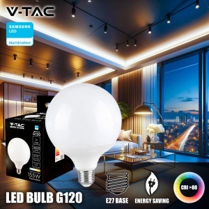 Lampadina LED Globo V-TAC cu Chip Samsung, 10W, Lumina Calda - Img 2