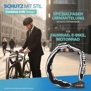Lant de bicicleta FISCHER PROTEC PLUS CK100, 100 cm, negru, cu 3 chei - Img 7