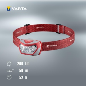 Lanterna frontala VARTA Outdoor Sports H20 Pro, 200 lumeni, 52 ore autonomie, rosie - Img 7