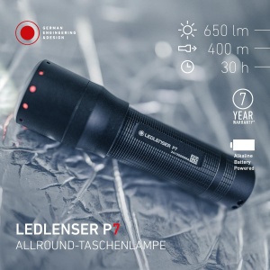 Lanterna LED Ledlenser P7, 650 Lumen, 400m Zoom, IP54, 30h Autonomie - Img 2