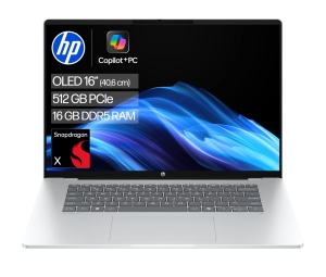 Laptop HP OmniBook 5, 16 2K OLED, Snapdragon X, 16GB RAM, 512GB SSD