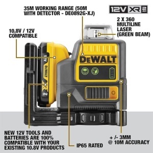 Laser cu linii verzi Dewalt DCE0811D1G 108V auto-nivelare IP65 cu accesorii - Img 3