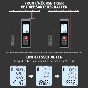 Laser Metru HYCHIKA, 60m, Reincarcabil, Display LCD, Diverse Moduri de Masurare - Img 4