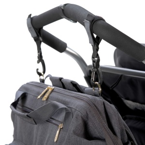 LASSIG Baby Twin Bag Geanta scutece Geanta pentru bebelusi cu functie rucsac incl. accesorii de schimb/Goldie Twin Bag, antracit, 1 bucata (1 pachet) - Img 7