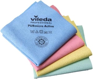 Lavete microfibre Vileda Professional PURmicro Colors set 4 bucati 38x35 cm diverse culori
