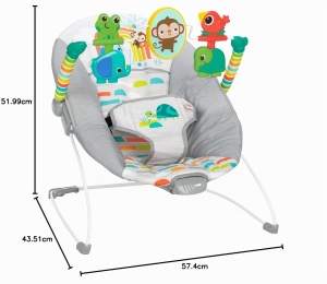 Leagan pentru bebelusi Bright Starts Playful Paradise, Unisex, cu vibratii si jucarii - Img 10
