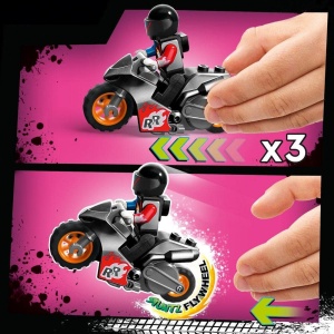 LEGO 60361 City Stuntz Ultimate Stunt Driver Provocare Cascadorii 3 in 1 pentru 1 sau 2 jucatori Actiune cu 2 motociclete de jucarie cu volant pentru  - Img 3