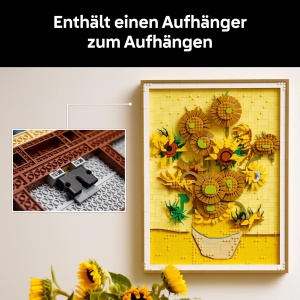 LEGO Art Vincent Van Gogh - Floarea-soarelui - Pictura 3D cu flori in miscare - Decoratiuni pentru sufragerie sau birou - Kit pentru adulti - Idee de  - Img 6