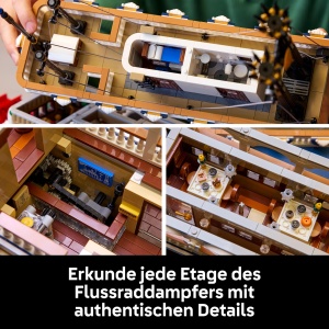 LEGO Ideas Vaporul cu vasle pe rau - Model de nava cu caracteristici interioare si interactive inclusiv vasle si comenzi functionale - Idee cadou pent - Img 5