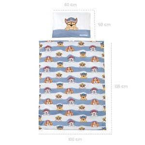 Lenjerie de pat pentru copii roba Paw Patrol 100 bumbac 100x135 cm albalbastru - Img 6