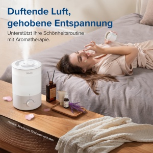 LEVOIT Umidificator cu umplere superioara 3L cu lumina de noapte, duza rotativa la 360 deg, umidificator sigur pentru masina de spalat vase, umidificator pentru camera linistita, difuzor de aroma 25H pentru dormitor Plante din camera copiilor Baby - Img 7