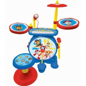 Lexibook K610PA PAW Patrol Helper on Four Paws Chase Kit de tobe pentru copii, sunet de tobe digital adevarat, claviatura cu 8 note, mufa MP3, scaun inclus, albastru/rosu - Img 3