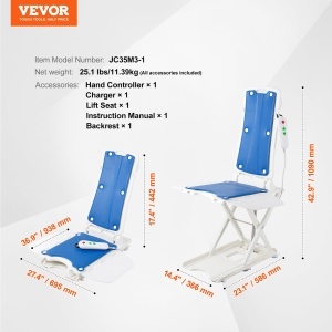 Lift electric pentru seniori VEVOR, inaltime ajustabila 77-507 mm, capacitate 140,6 kg - Img 7