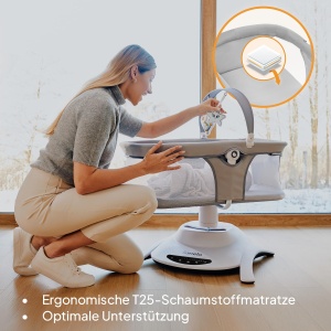 Lionelo Bella Set 2-in-1 Leagan Electric si Landou pentru Bebelusi 360deg 5 Viteze de Leganare - Img 5