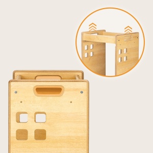 LIONELO CASS Ajutor de bucatarie Gadget de bucatarie 2 in 1 Montessori Turn de invatare De la 1 an Bara de siguranta reglabila pe inaltime Scaun de bucatarie stabil Raft de carti Pana la 30 kg - Img 5