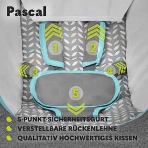 LIONELO Pascal Baby Rocker, vibratii blande, 5 melodii, carusel de jucarii cu jucarii de plus interactive, perna, spatar reglabil, sistem de economisire a energiei (GRI SCANDI) - Img 5