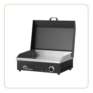 LITTLE BALANCE 8668 Snack Plus Black Edition, plita electrica pentru 6-8 persoane, plita din otel, antiaderenta, 8 mm, capac, 2900 W, negru