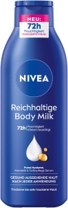 Lotiune hidratanta NIVEA Reichhaltige Body Milk, 250 ml, cu Hyaluron si Ulei de Migdale
