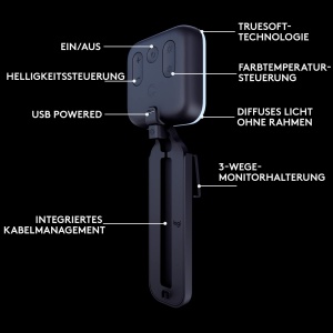 Lumina de streaming LED Logitech for Creators Litra Glow Premium cu TrueSoft - Pentru conferinte video, intalniri Zoom, suport reglabil si control al aplicatiilor desktop pentru PC/Mac - Graphite - Img 7
