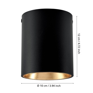 Lustra LED EGLO Polasso, lumina calda, negru si auriu, 10 cm - Img 6