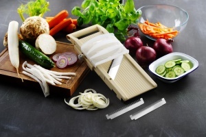 Mandolina Japonese HENDI Shogun, 3 lame interschimbabile, ABS, inox, bej - Img 13