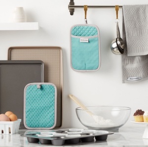 Manusi de bucatarie KitchenAid Asteroid, set 2 bucati, Aqua Sky, 17.8x25.4 cm - Img 2