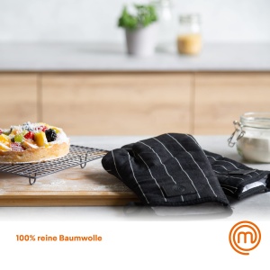 Manusi de cuptor Masterchef, 100 bumbac, rezistente la caldura, negrualb - Img 2