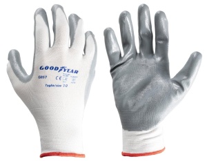 Manusi de lucru Goodyear din Nylon si Nitril, Marimea 10, AlbGri