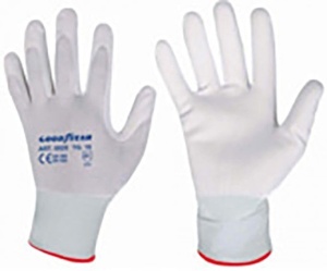 Manusi de lucru Goodyear, poliester si poliuretan, marimea 8, culoare alba