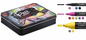 Marker acrilic STABILO FREE, set de 11 culori, 3 grosimi, pigmentat