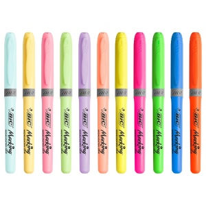Marker Text Highlighter BIC Grip, 24 culori, inclusiv pastel, cu varf flexibil - Img 3