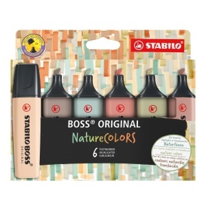 Marker text STABILO BOSS ORIGINAL NatureCOLORS, 6 culori, 2 in 1