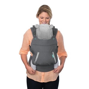 Marsupiu ergonomic Infantino Cuddle Up gri cu gluga tip ursulet pentru copii 54-18 kg