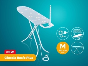 Masa de calcat Leifheit Classic M Basic Plus, 120 x 38 cm, ajustabila, cu priza - Img 2