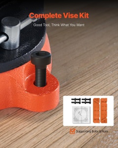 Masa de lucru VEVOR 203 mm, 360 rotire, din fonta ductila, cu functie de prindere pentru tevi - Img 4