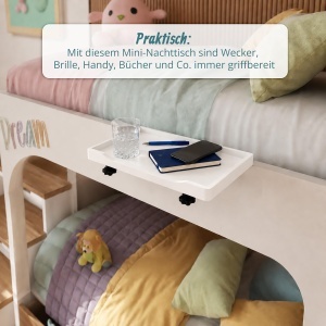 Masa de noptiera klemmbar Relaxdays, bambus, 9 x 36 x 25,5 cm, alba - Img 2
