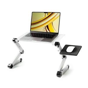 Masa Laptop InnovaGoods, Aluminium, Flexibila, 360 Grade Rotire, Argintie