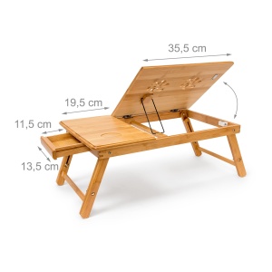 Masa pentru laptop Relaxdays din bambus, ajustabila pe inaltime, 30,5 x 72,5 x 35 cm - Img 4