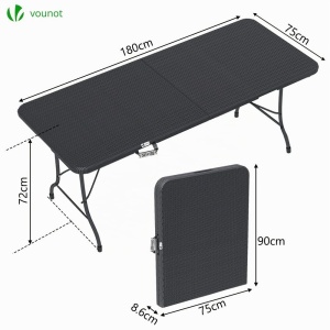Masa plianta VOUNOT 180x75 cm, pentru gradina, terasa, camping, culoare neagra - Img 3