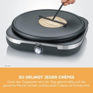 Masina de Crepes SEVERIN CM 2199, Grill Plata XXL 38 cm, 1500 W, Inox Negru - Img 8