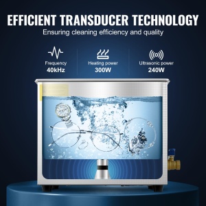 Masina de curatat cu ultrasunete VEVOR Masina de curatat cu ultrasunete din otel inoxidabil 10L Temporizator de incalzire digitala Curatarea bijuteriilor pentru uz casnic personal comercial - Img 3