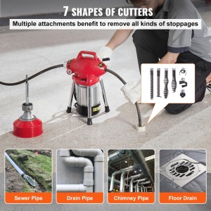 Masina de curatat tevi VEVOR, 250 W, 20 m, 7 accesorii - Img 4