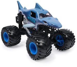 Masina de curse Monster Jam Megalodon 124, culoare albastru-gri, pentru copii de la 3 ani - Img 2