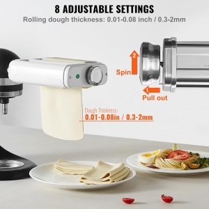 Masina de Facut Paste VEVOR 3 in 1, Inox, 8 Setari Grosime, Rosu - Img 3