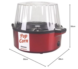 Masina de facut popcorn Beper P101CUD050, 700 W, antiaderenta, rosie - Img 3