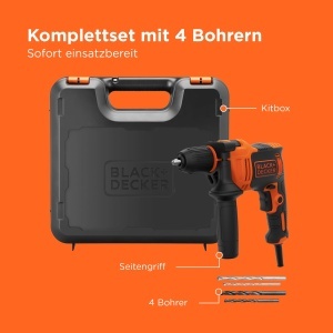 Masina de gaurit BLACKDECKER BEH710K-QS, 710W, 13mm, cu 2 burghie - Img 8