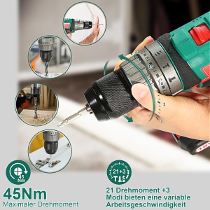 Masina de gaurit si insurubat HYCHIKA 18V 2Ah cu 27 accesorii si LED integrat - Img 3